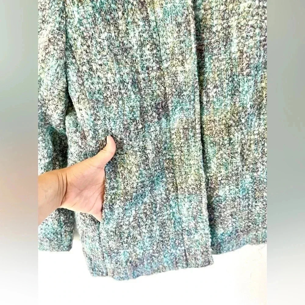 Donegal Design Irish Mohair‎ & Wool Blue Multicolor Button Front Jacket Sz Small - Picture 9 of 14